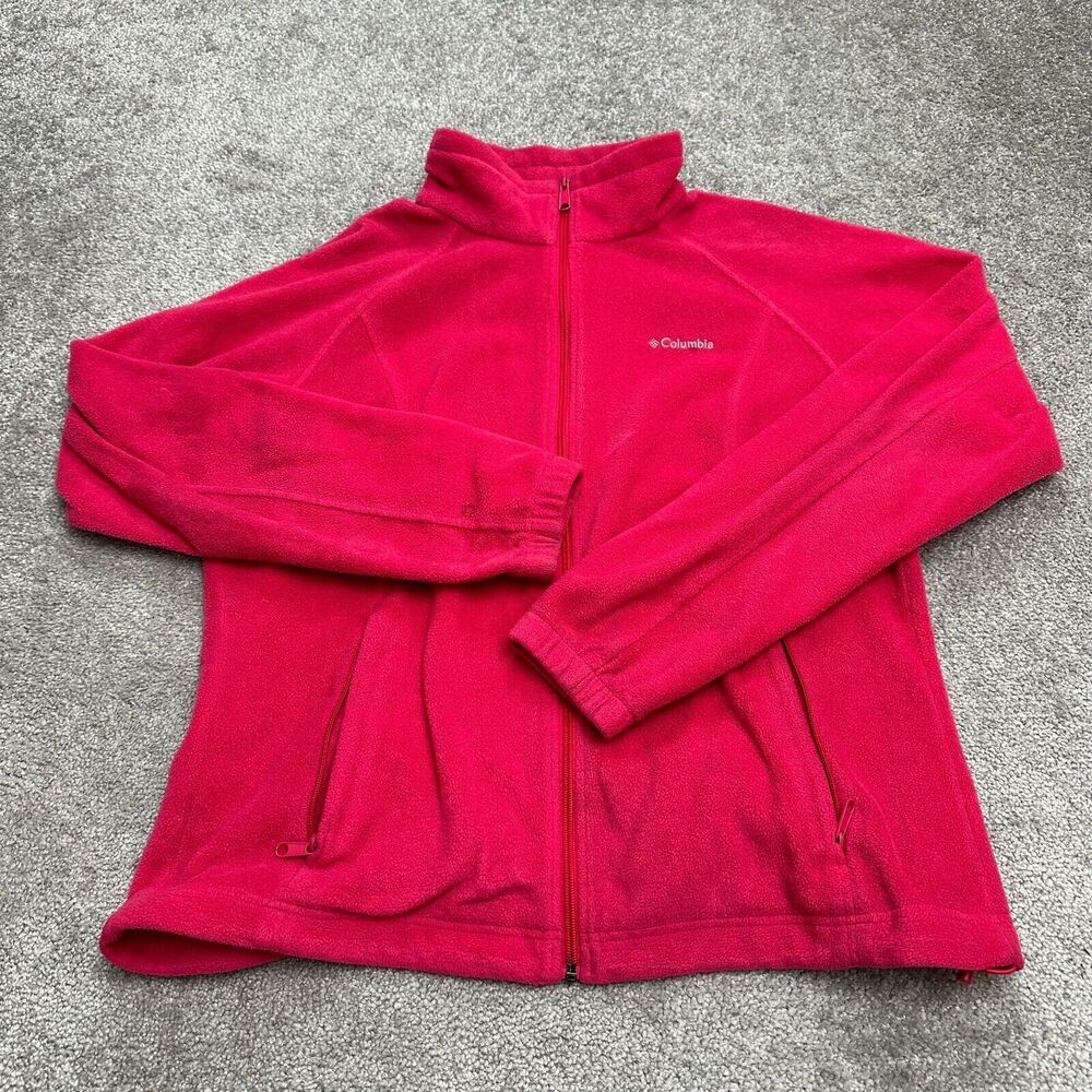 Columbia Benton Springs Fleece Jacket Womens XL Pink Full Zip Outdoor Hiking